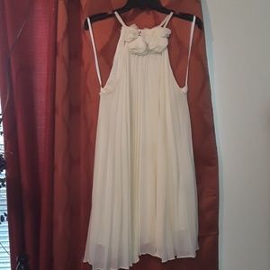 Cream Pleated Dress